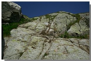L'attacco della salita al passo del Barbacan sud-est (foto M.Dei Cas)